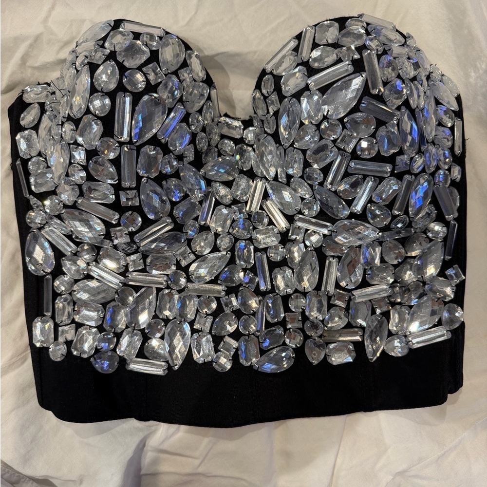 Secret Treasures Black Bustier with Silver Details